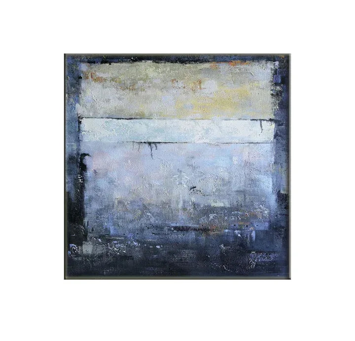 Indigo Whisper-Hand-Painted Blue and Gray Deep Sea Tranquil Abstract Wall Art
