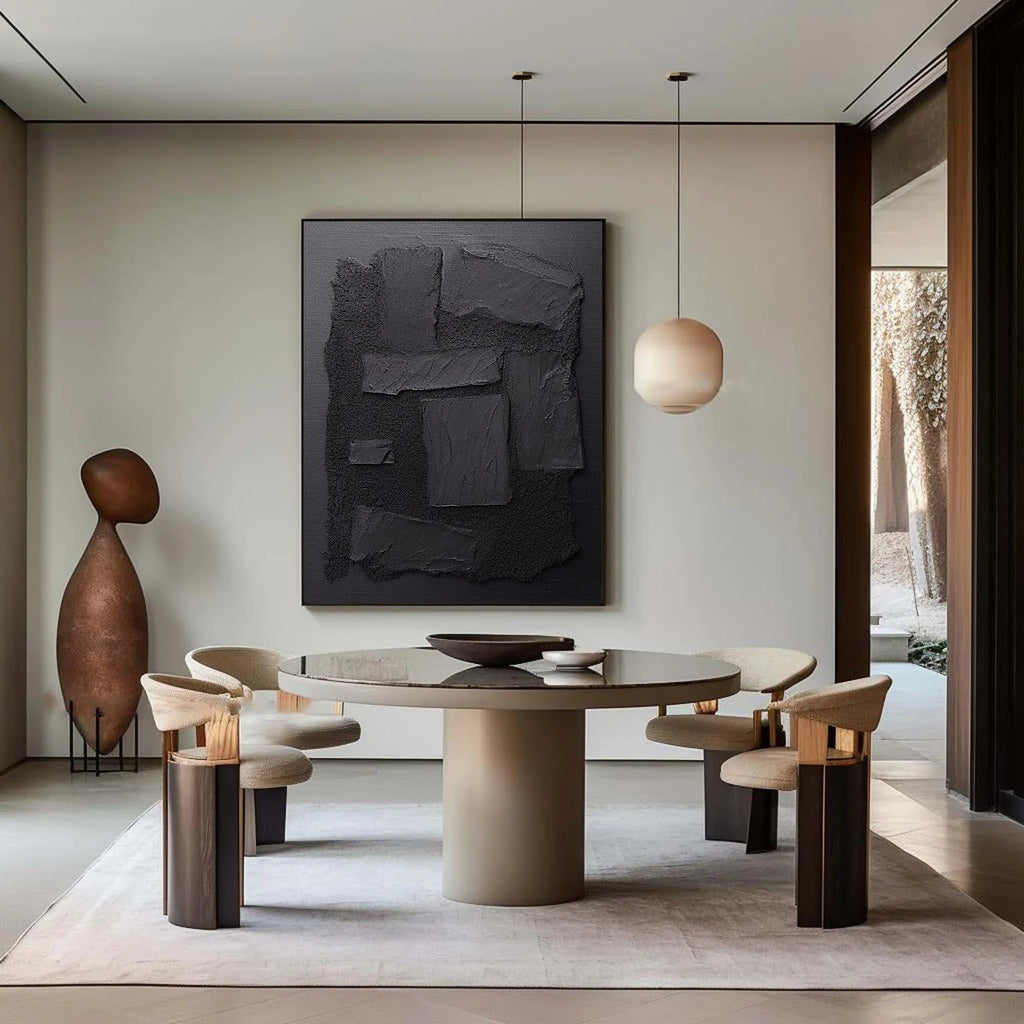 Shadow Layers-Minimalist Hand Drawn Thick Coated Abstract Texture Wall Art