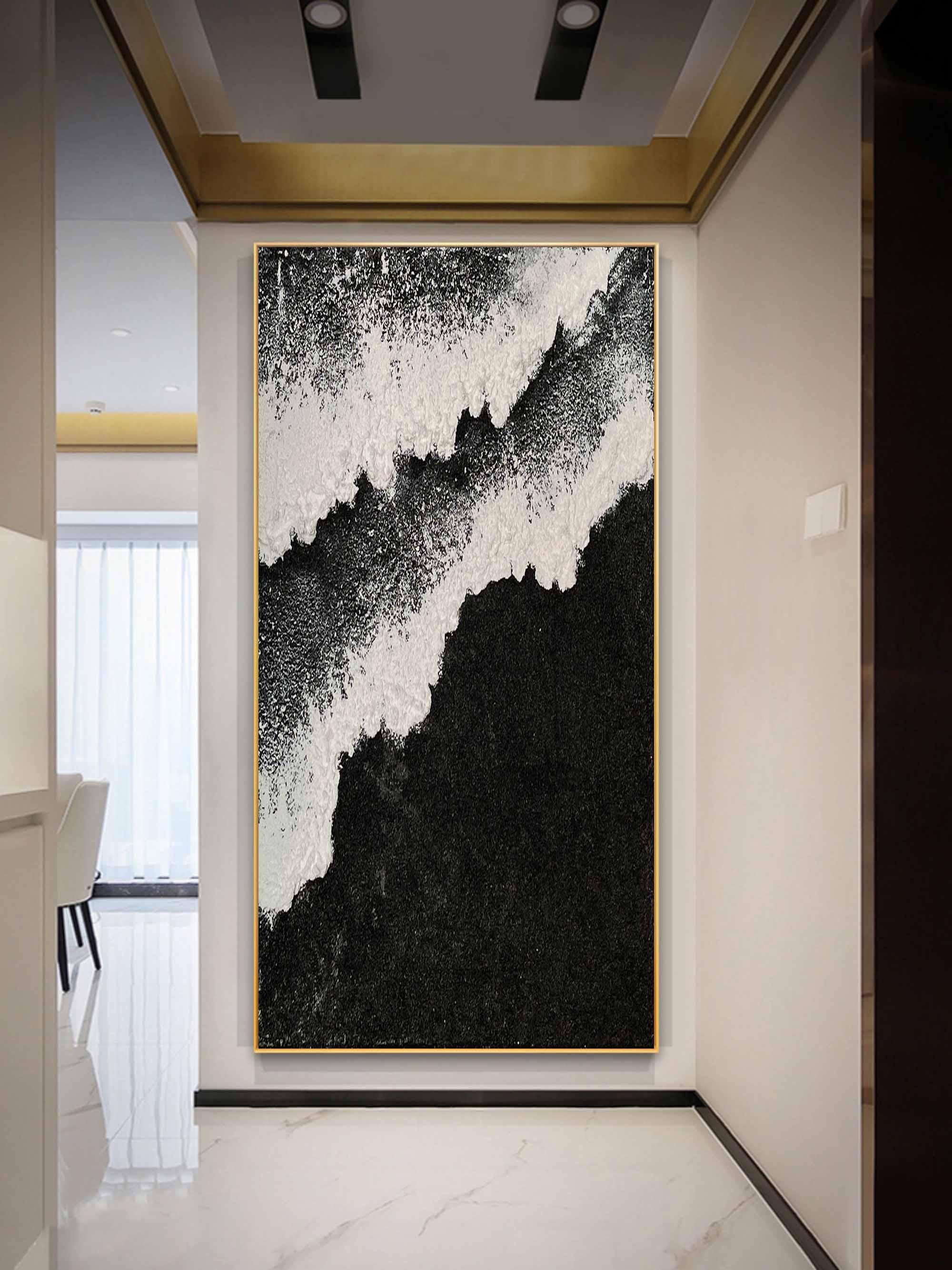 Ethereal Waves Vertical Art-Abstract Wall Art of Wave Texture in Modern Interior Design