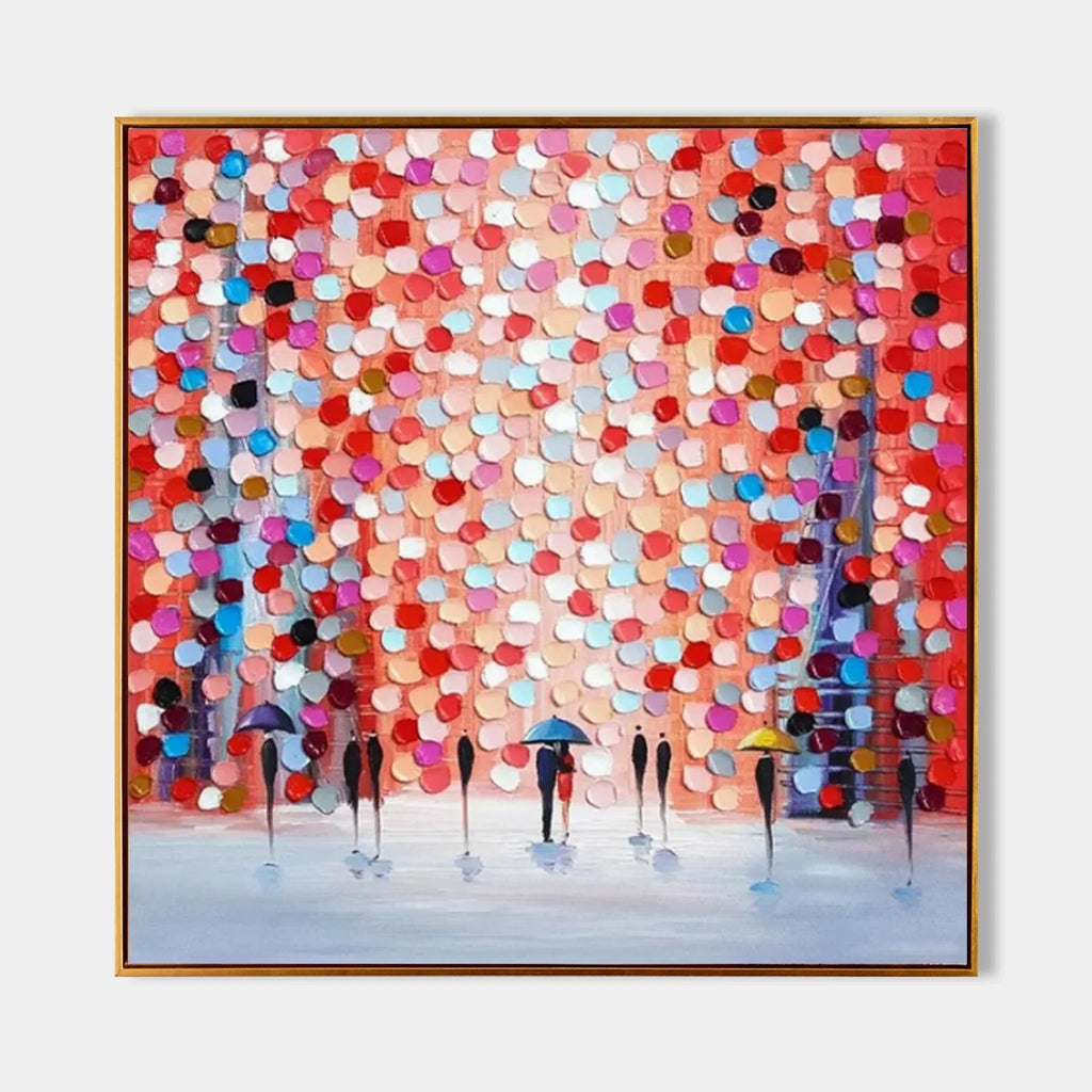 Rain of Colors - Hand drawn Thick painted Rainy Color Abstract Wall Art