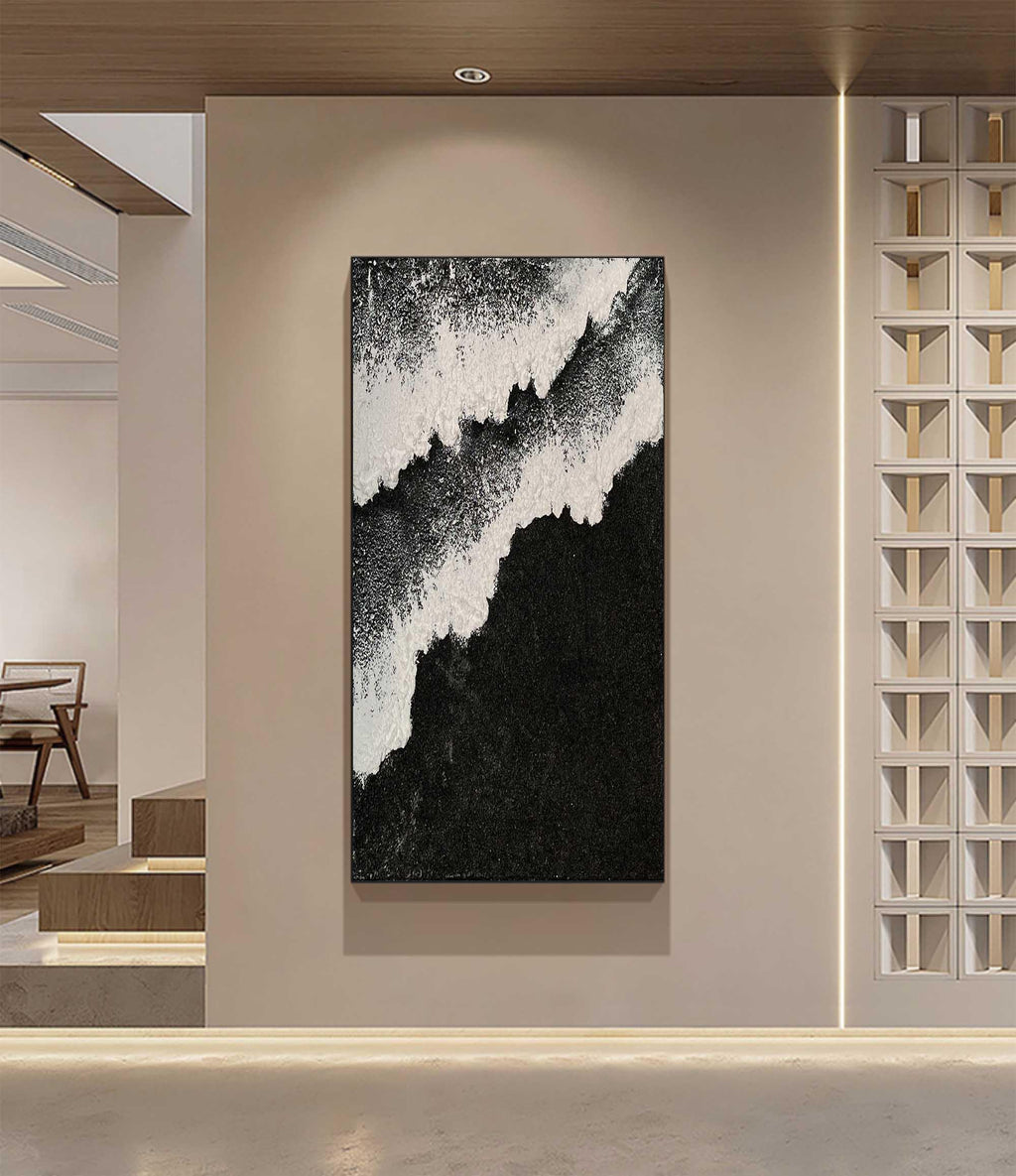 Ethereal Waves Vertical Art-Abstract Wall Art of Wave Texture in Modern Interior Design