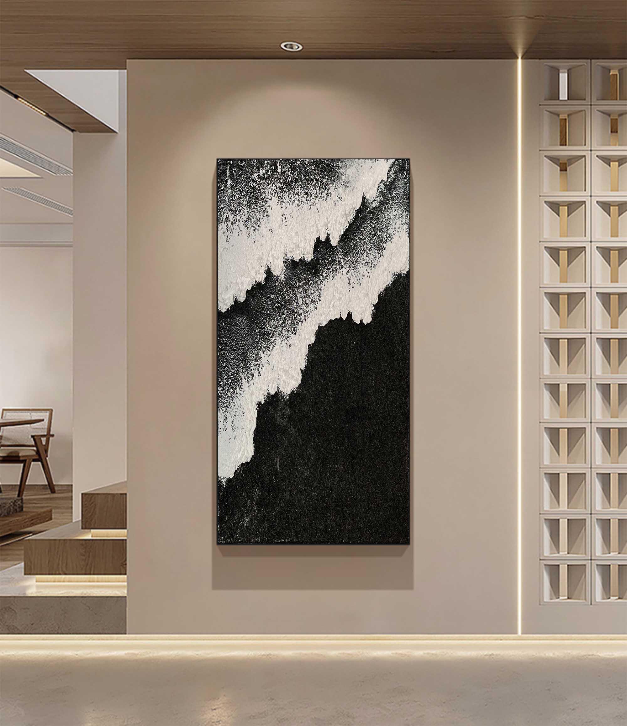 Ethereal Waves Vertical Art-Abstract Wall Art of Wave Texture in Modern Interior Design