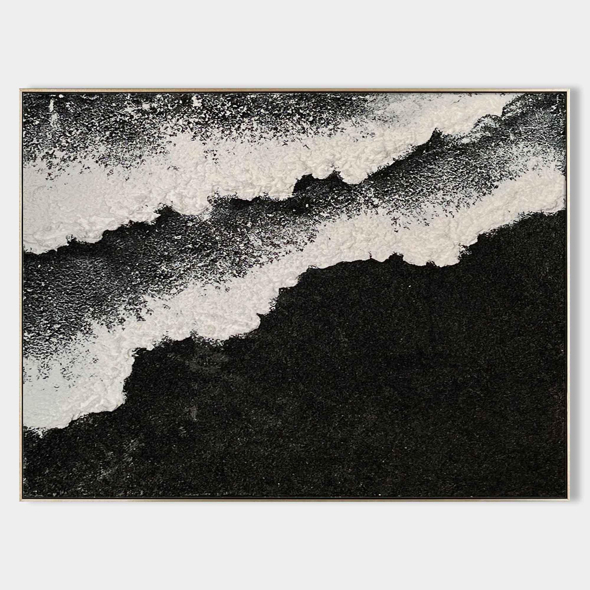 Monochrome Tides Abstract Art-Interior Design Minimalist Three Dimensional Wave Abstract Wall Art