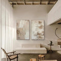 Abstract Elegance- Neutral Textured Canvas Set SET OF 2