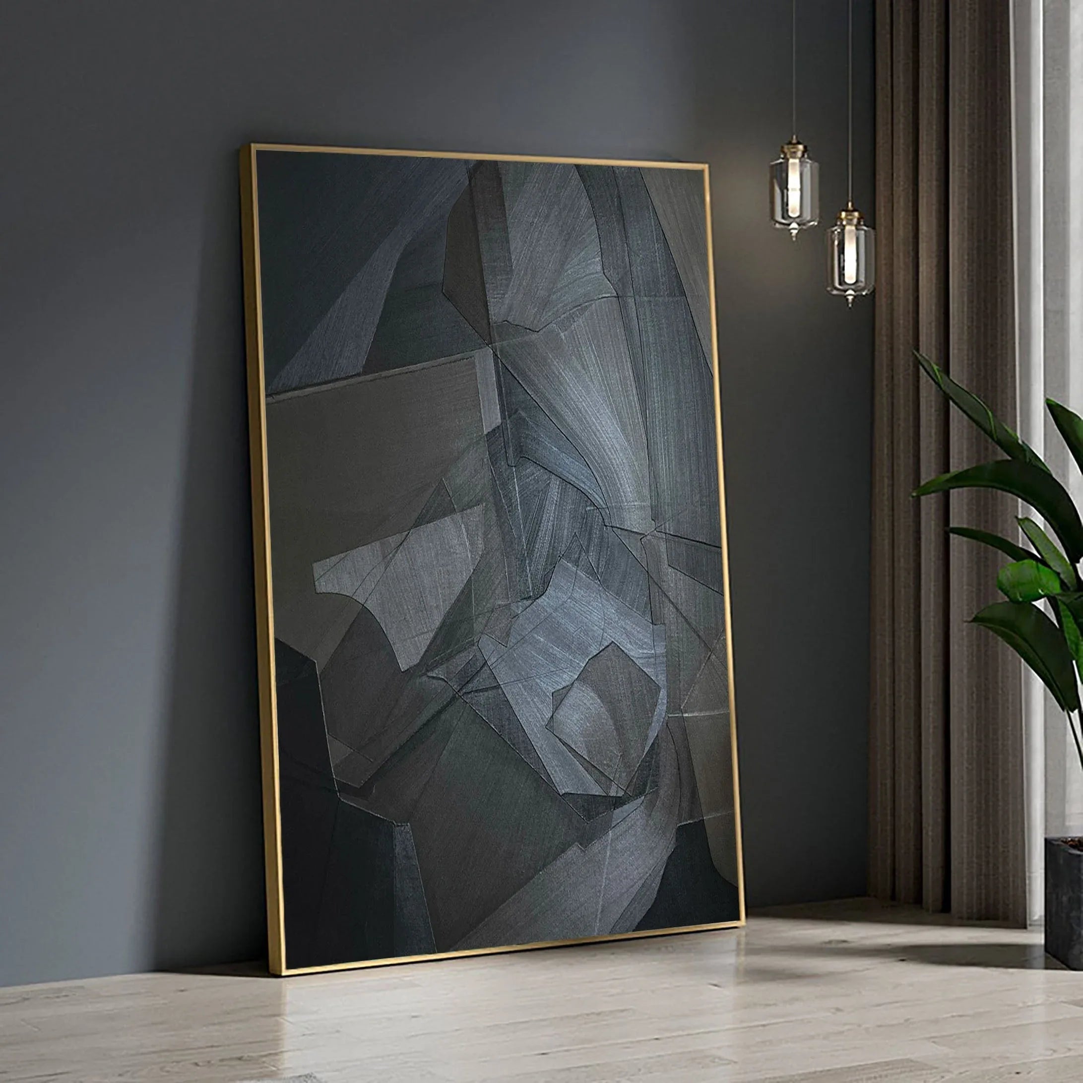 Shadow Geometry-Modern Interior Design Hand drawn 3D Linear Geometry Abstract Wall Art