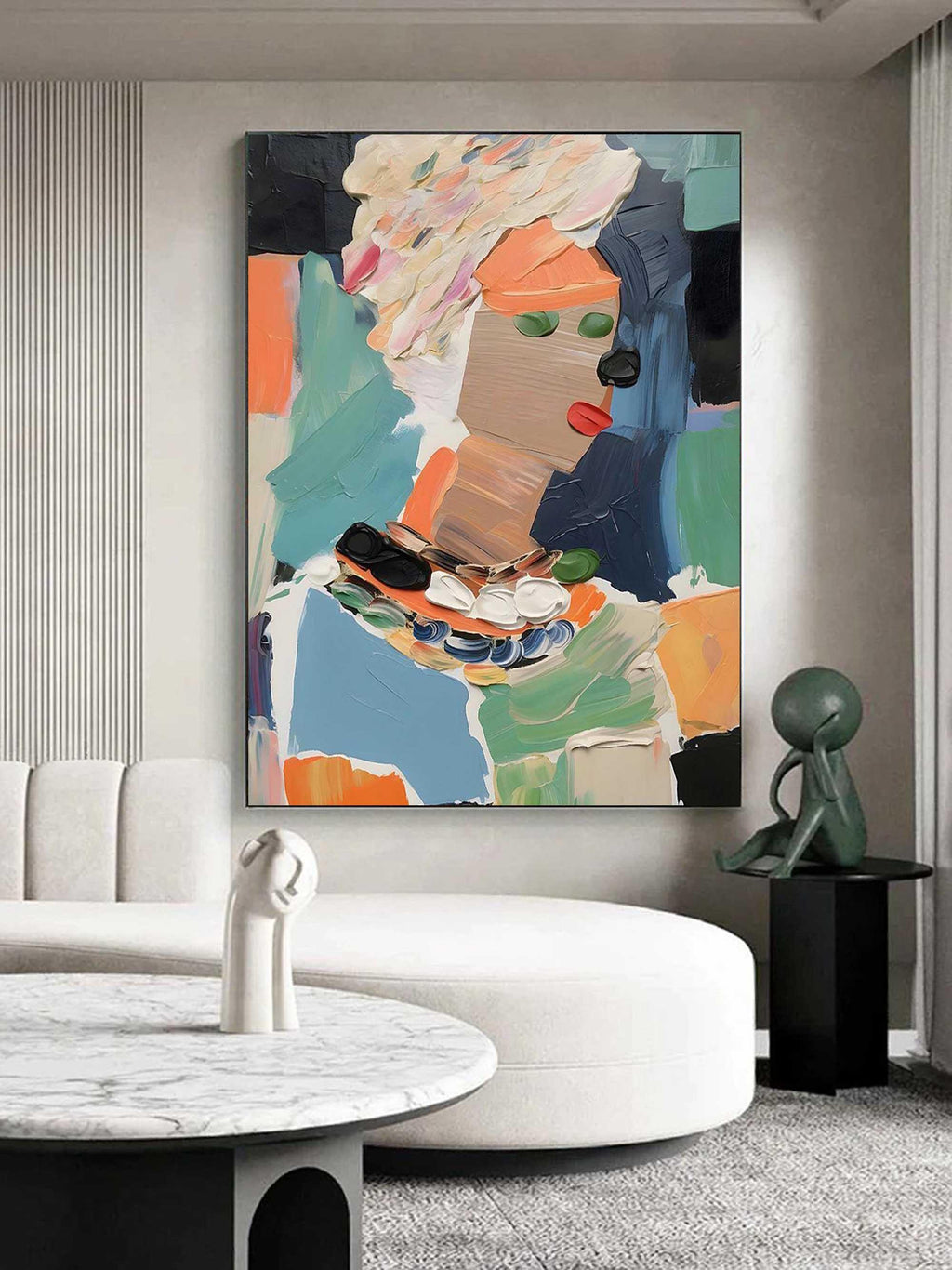 Modern Abstract Portrait Painting - Textured Artistic Expression on Canvas