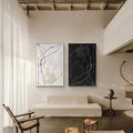 Monochrome Rhythm-Abstract Line Canvas Duo  SET OF 2