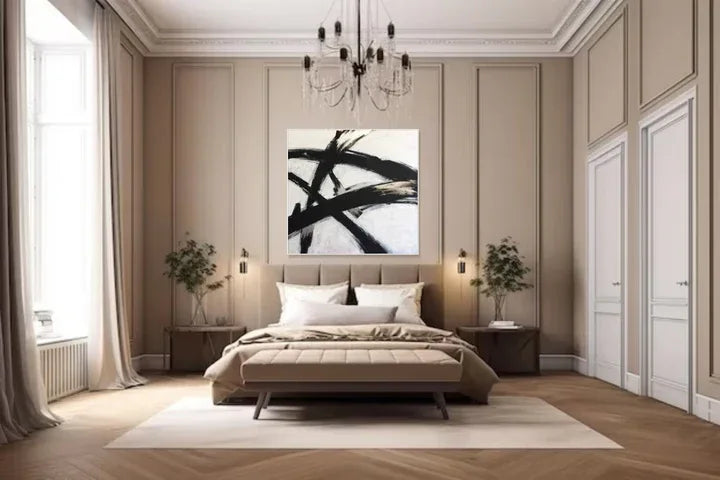 Simplicity in Lines-Minimalist Abstract Black and Gold Brushwork Dance Texture Wall Art