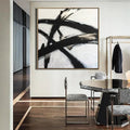 Simplicity in Lines-Minimalist Abstract Black and Gold Brushwork Dance Texture Wall Art