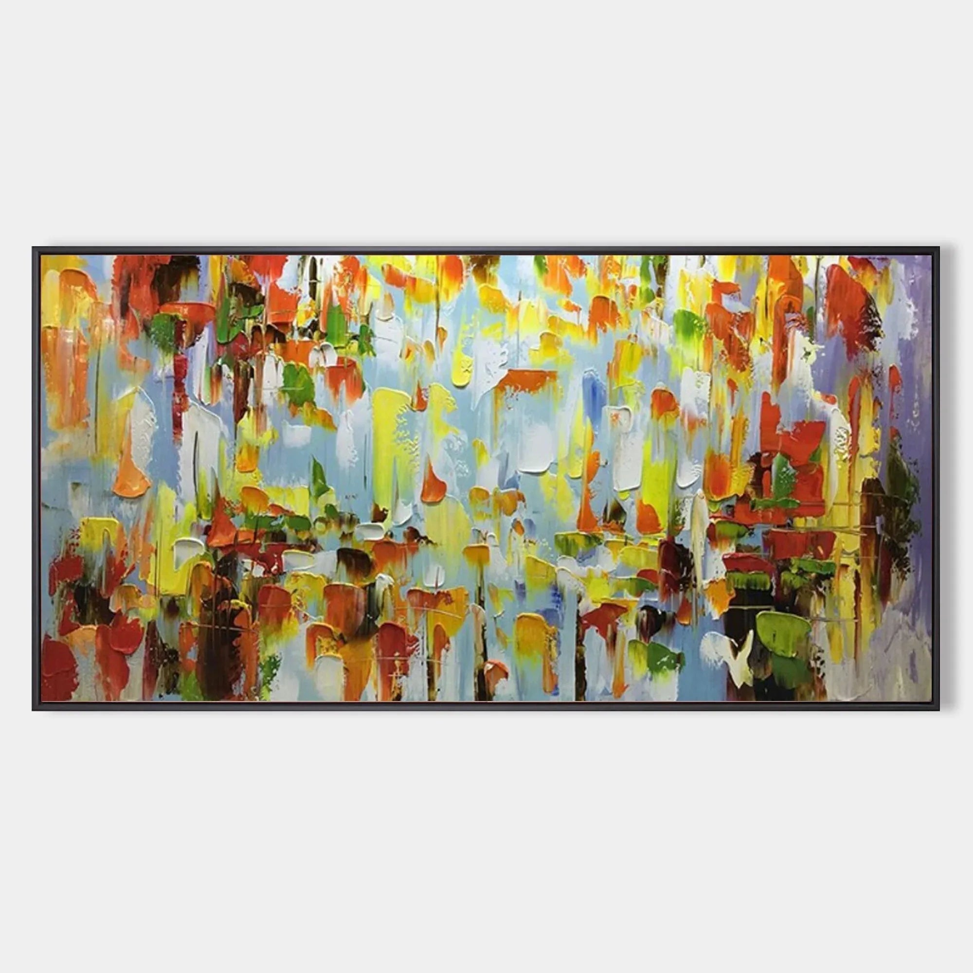 Color Symphony - Hand Drawn Thick Painted Abstract Colored Block Surface Oil Wall Art