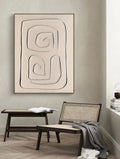 Mono Swirl Block-Wabi Sabi Abstract Wall Art with Spiral Minimalist Texture