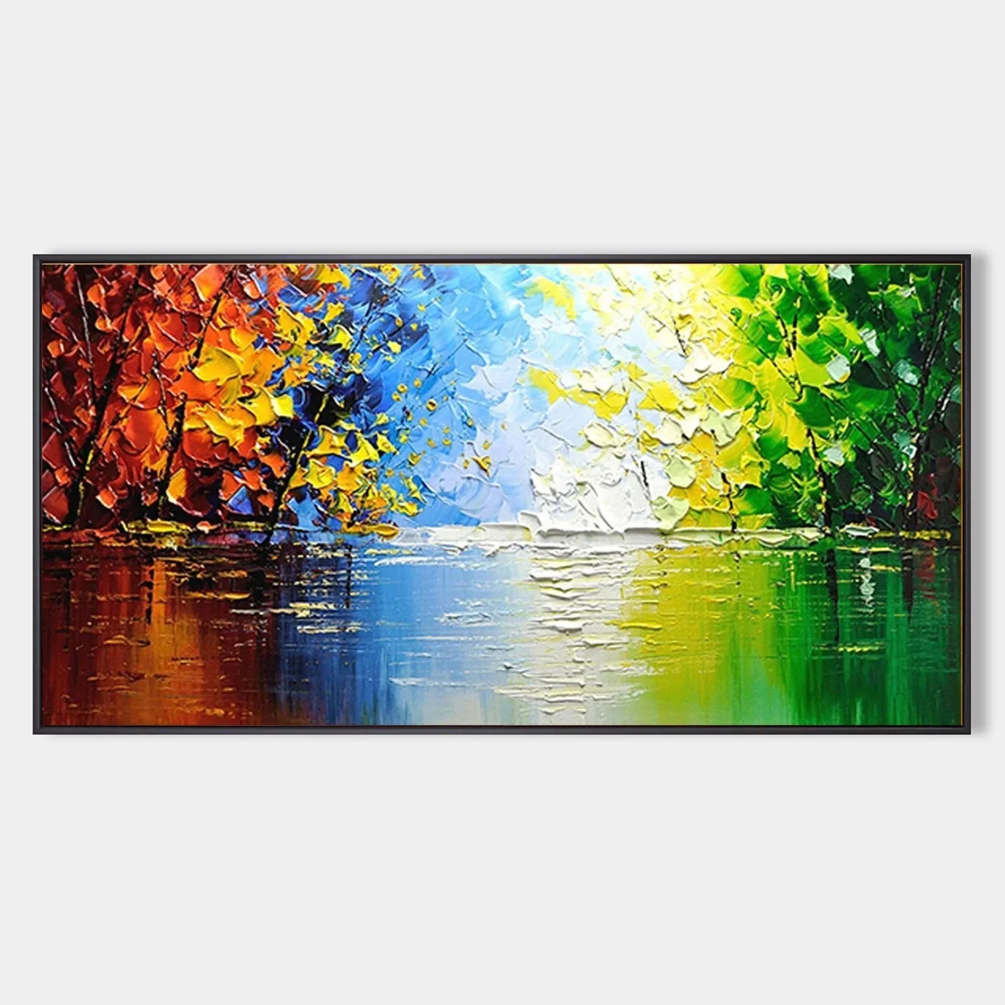 Seasons of Reflection -Horizontal Three-Dimensional Landscape Abstract Oil Painting Wall Art