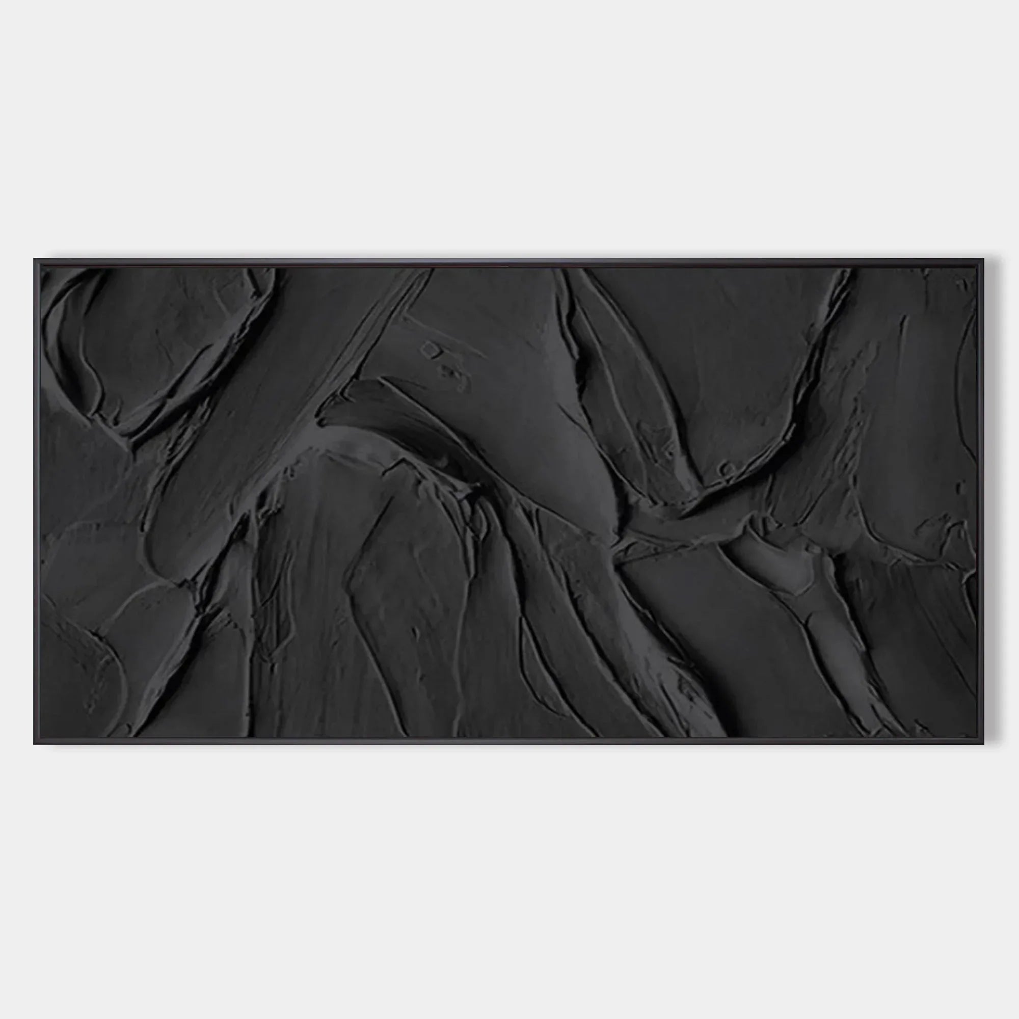 Obsidian Texture -Pure Black Thick Coating Texture Minimalist Abstract Wall Art
