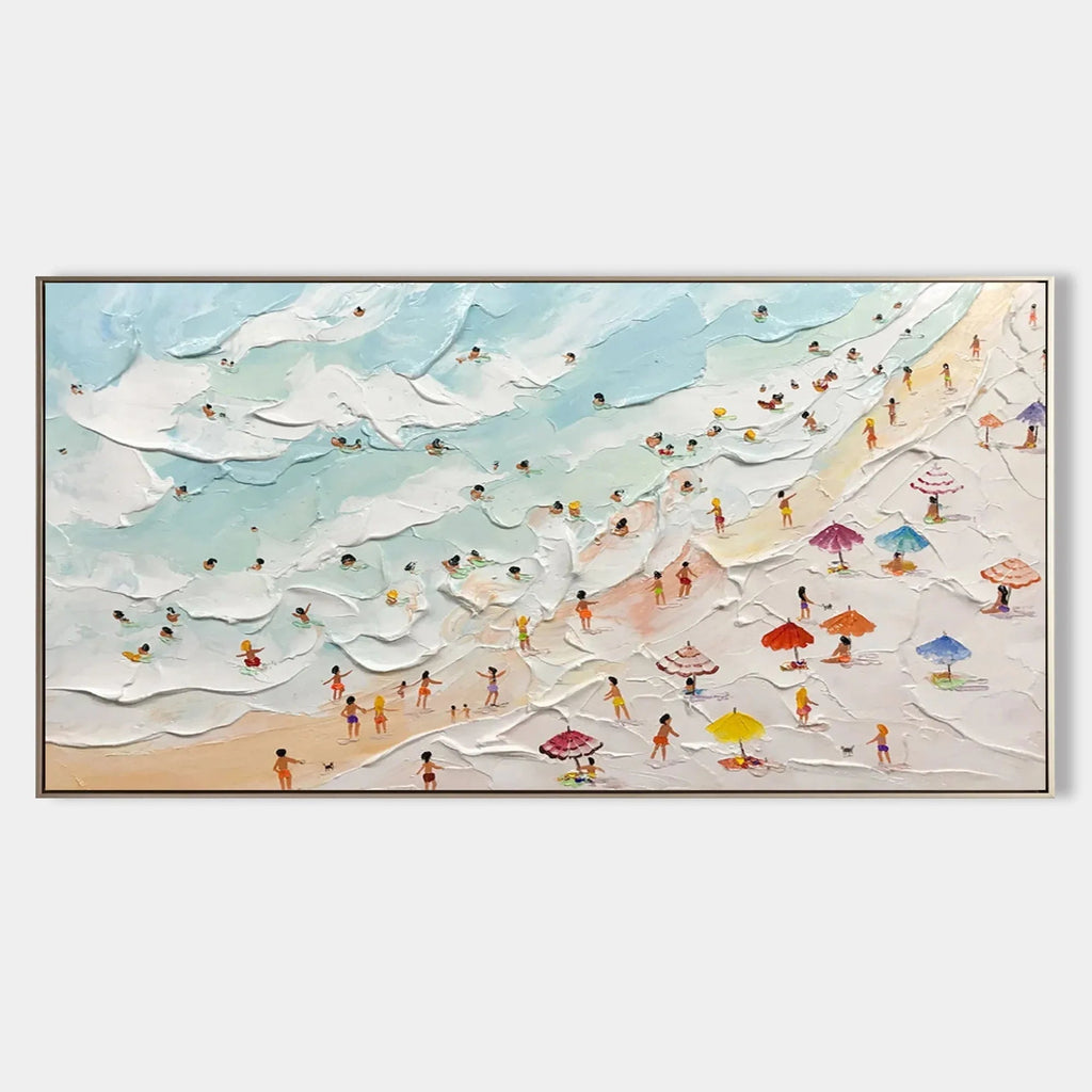 Beachside Bliss-Vibrant Seaside Scene Wall Art Created by Three-Dimensional Texture