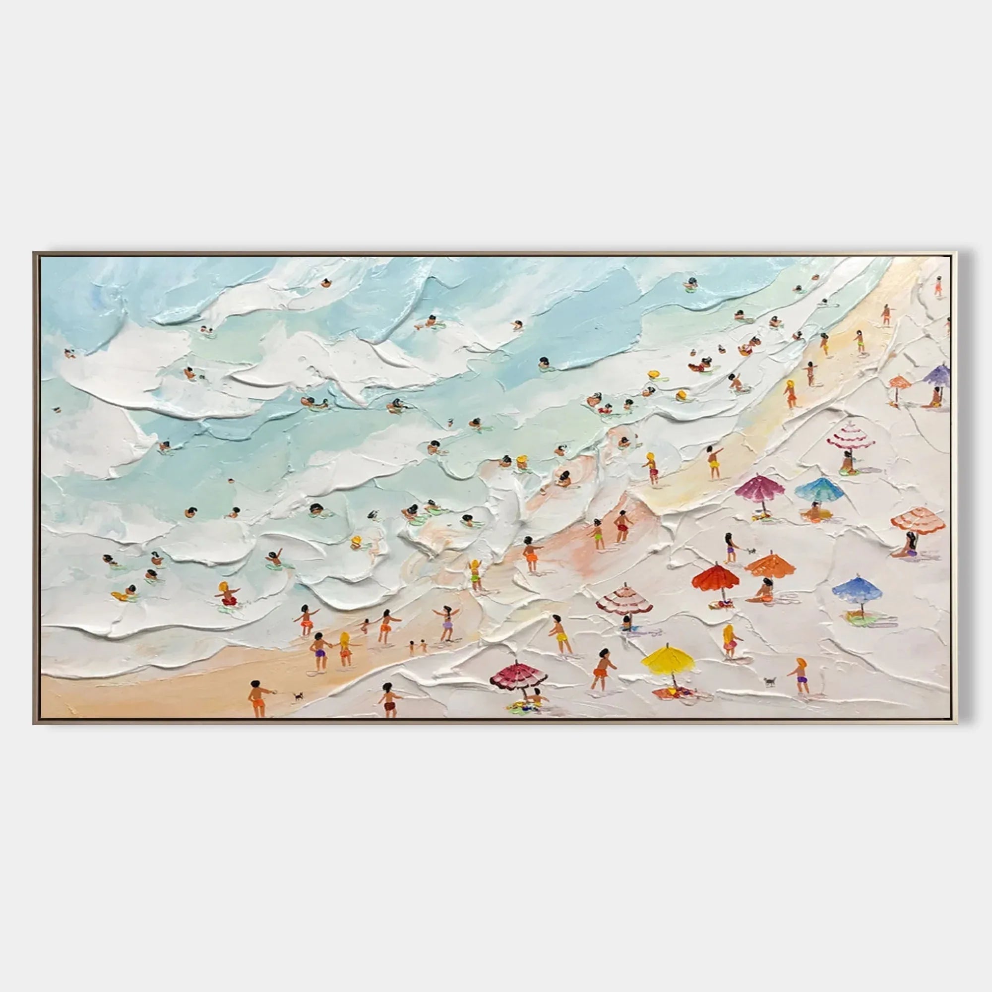 Beachside Bliss-Vibrant Seaside Scene Wall Art Created by Three-Dimensional Texture