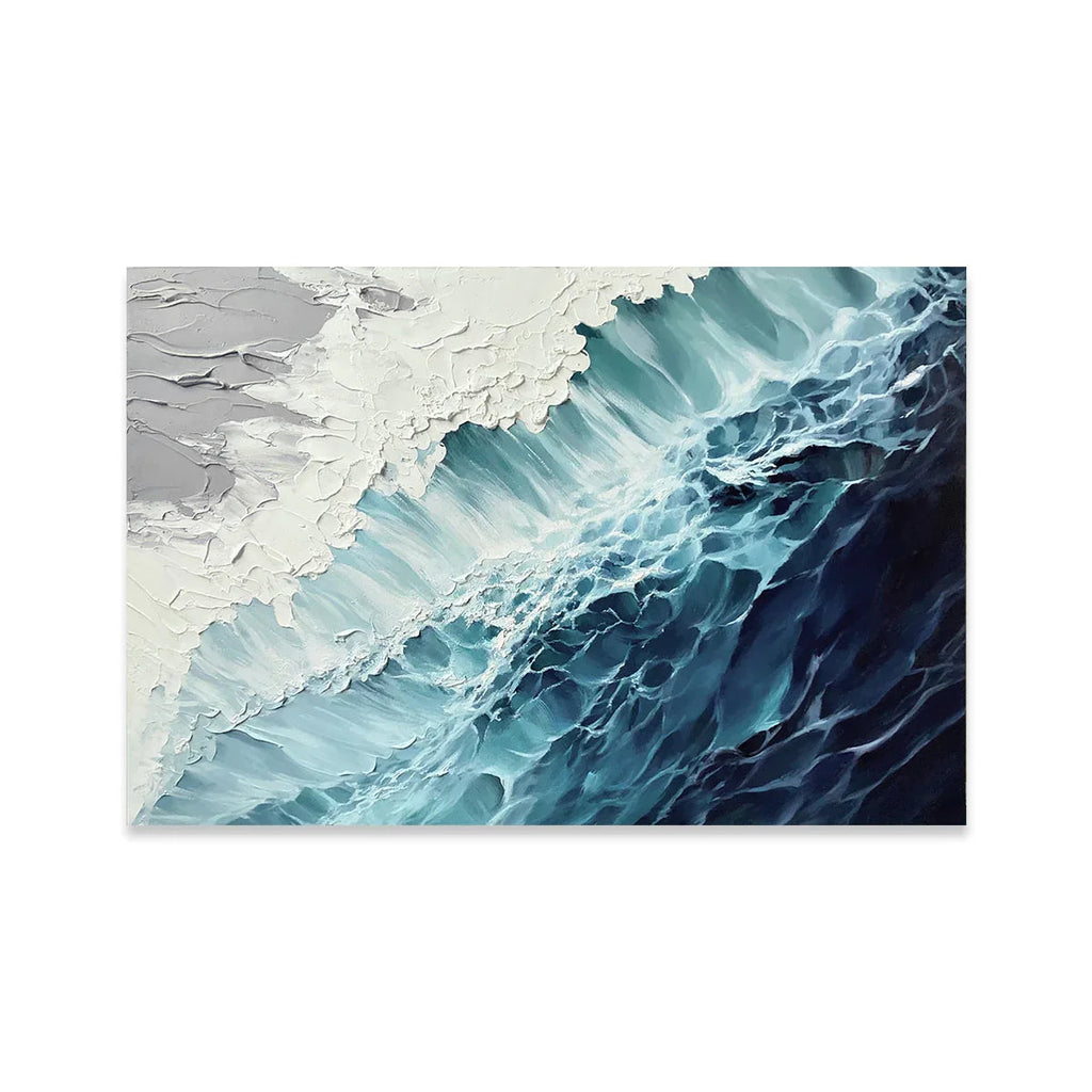 Ocean's Embrace-3D Deep Blue Wave Abstract Wall Art#AB26101