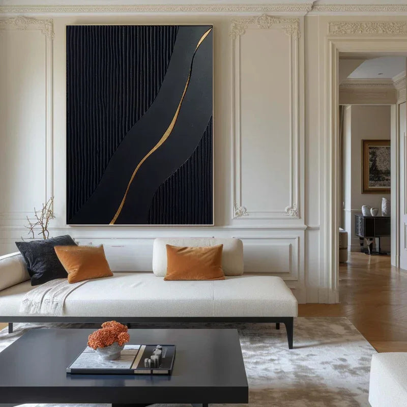 Golden Flow-Modern Minimalist 3D Golden Streamlined Texture Wall Art