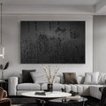 Black Minimalist Abstract Painting - Textured Modern Wall Art