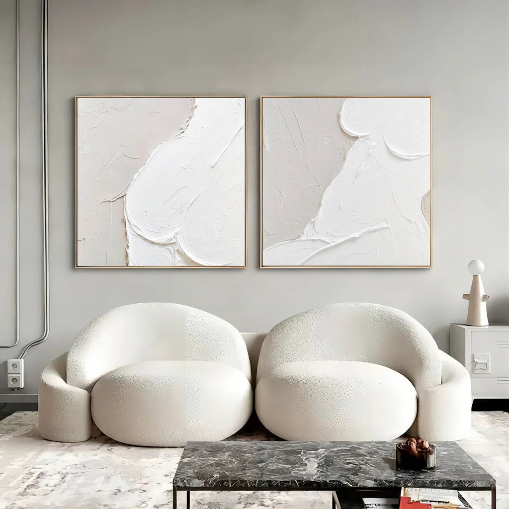 Abstract Whispers Diptych Set Of 2-Modern Minimalist Three-Dimensional Abstract Wall Art