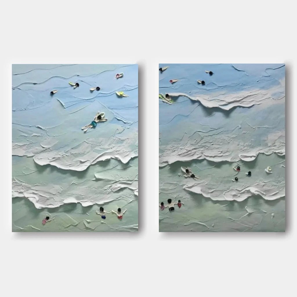 Ocean Serenity Diptych Art Set Of 2-Abstract Seaside Carnival Wall Art