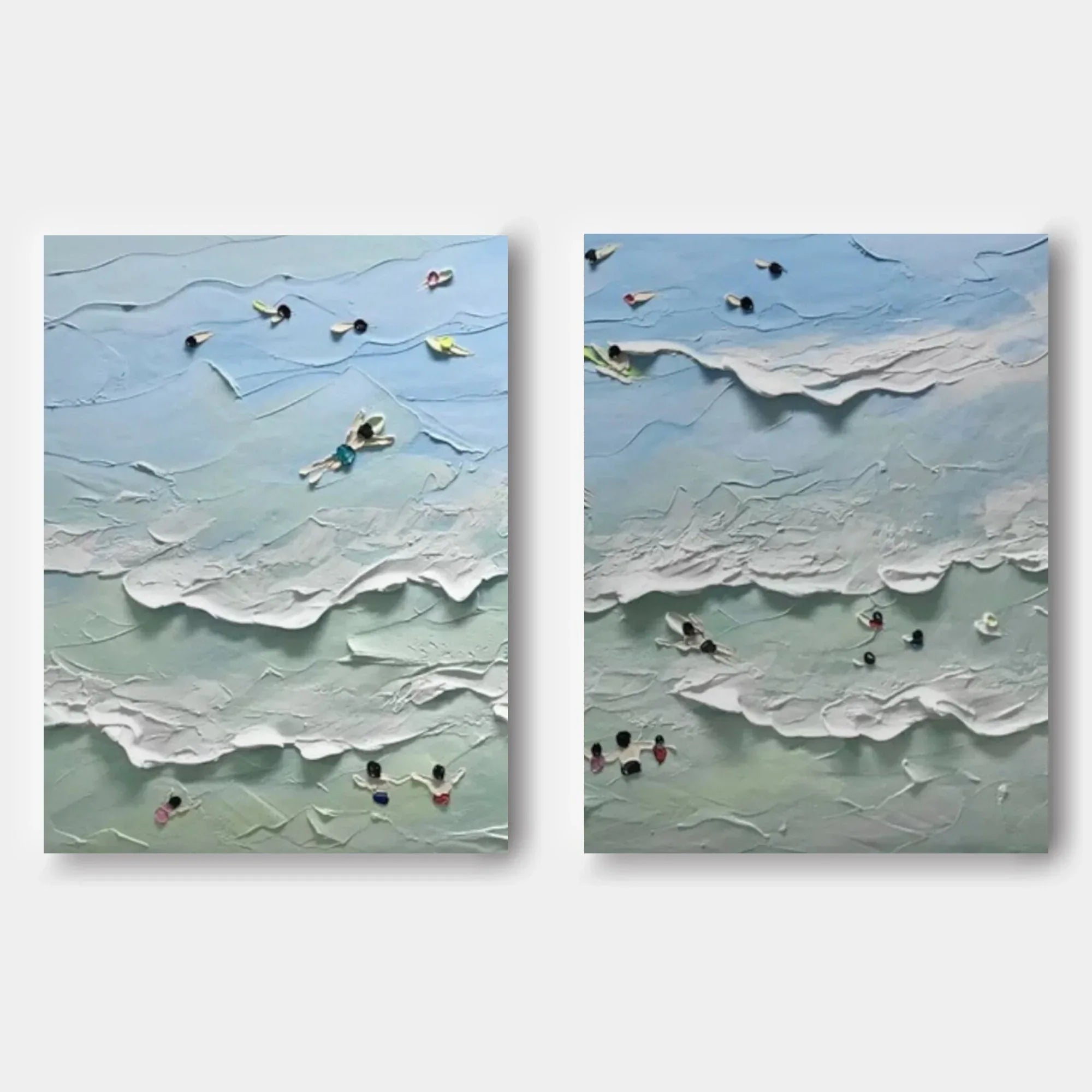 Ocean Serenity Diptych Art Set Of 2-Abstract Seaside Carnival Wall Art