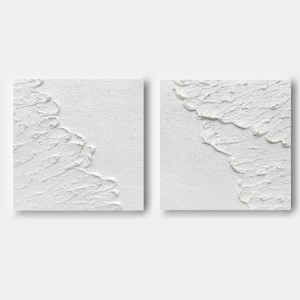 Ethereal Textured Diptych Art Set Of 2-Modern Minimalist Decorative Wave Flowing Texture Wall Art