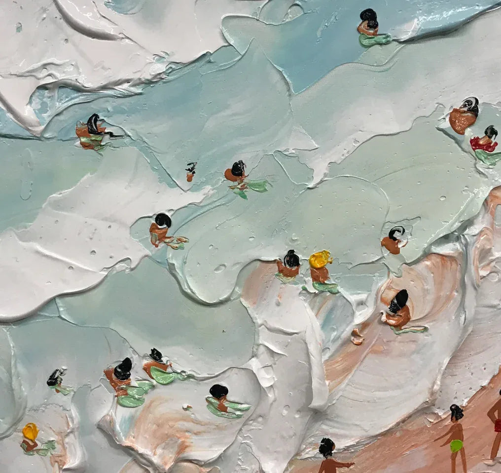Beachside Bliss-Vibrant Seaside Scene Wall Art Created by Three-Dimensional Texture
