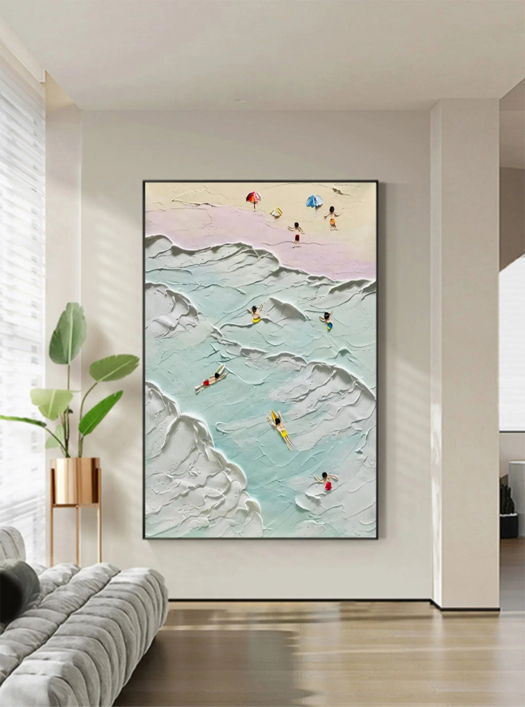 Coastal Bliss-Vertical Thick Coating Three-Dimensional Color Texture Abstract Wall Art