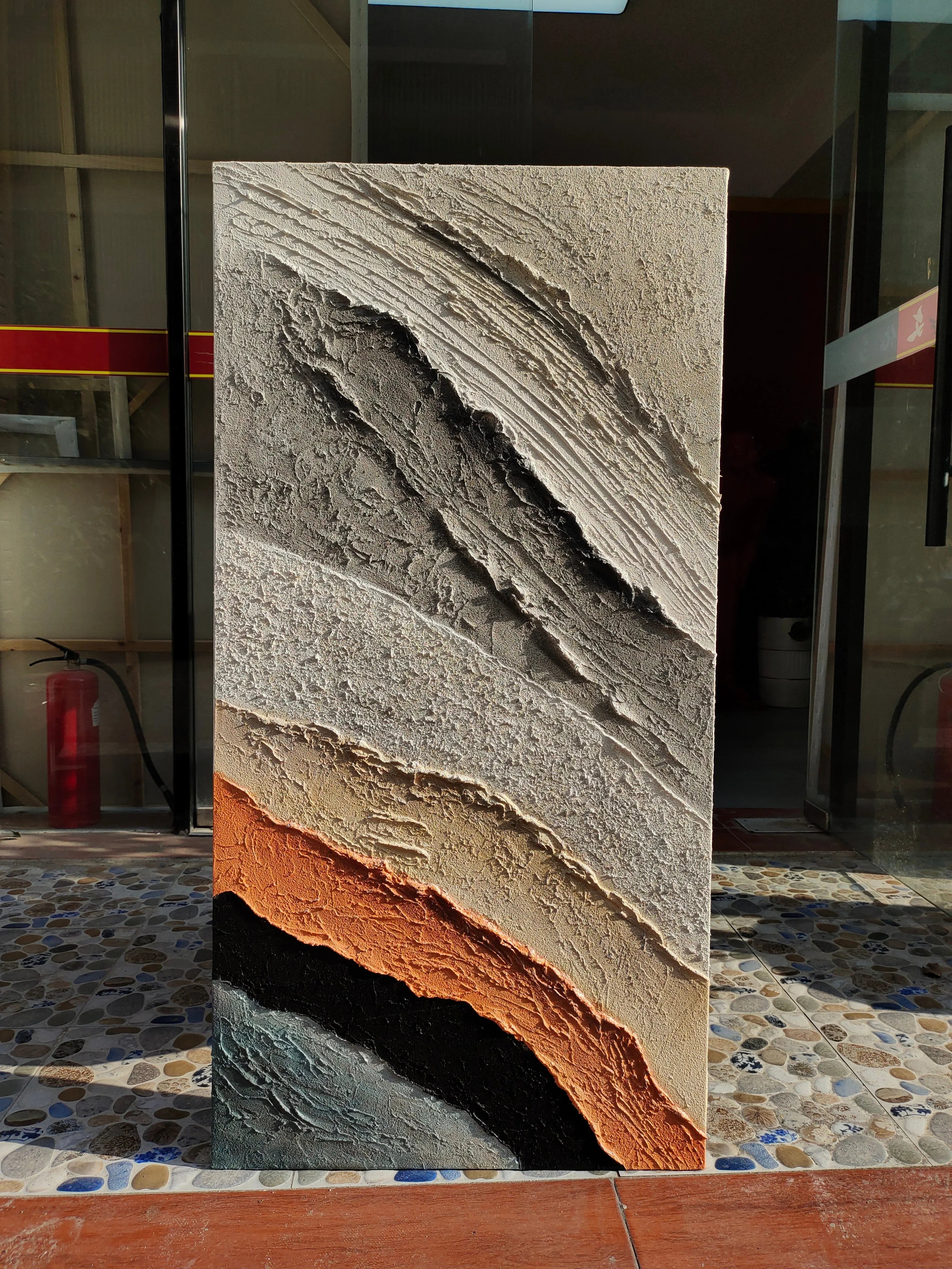 Layered Earth Textured Art-Modern Minimalist Layered Texture Abstract Wall Art