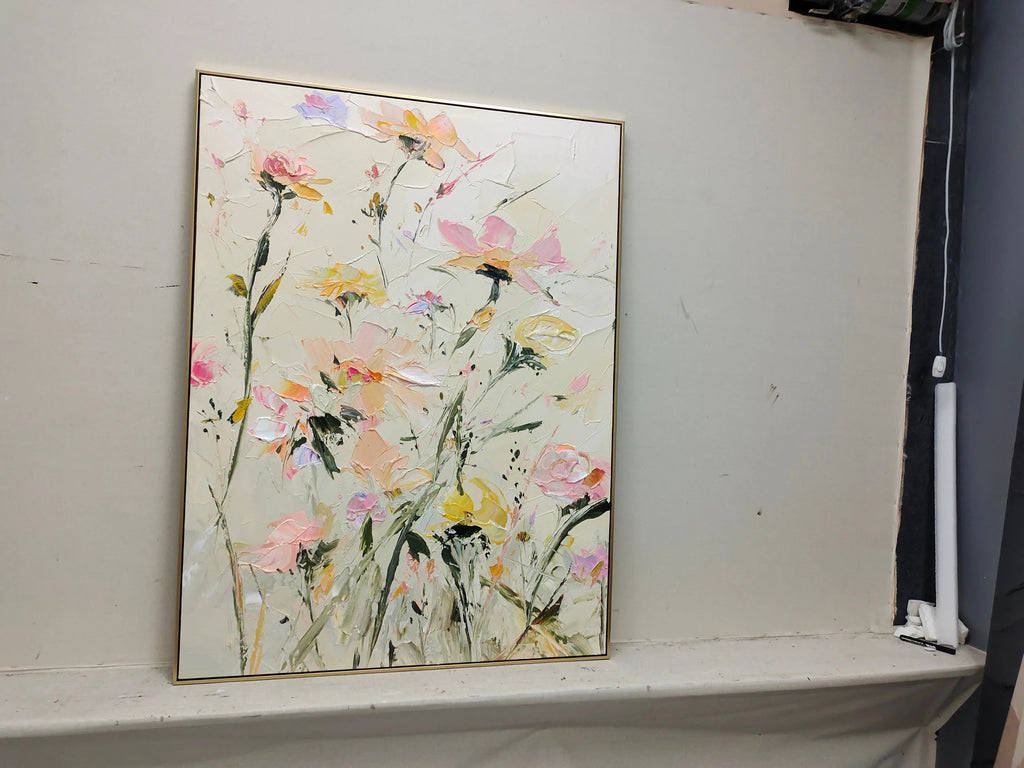 Spring Blossom - Hand Drawn Thick Painted Floral Texture Wall Art#FL10061