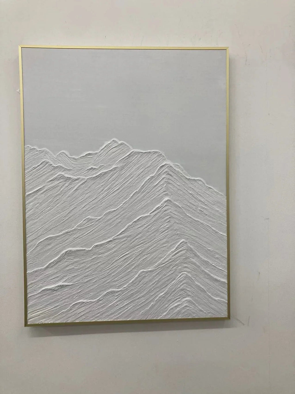 Serene Horizons- Modern Hand Drawn Minimalist Mountain Landscape Texture Vertical Wall Art