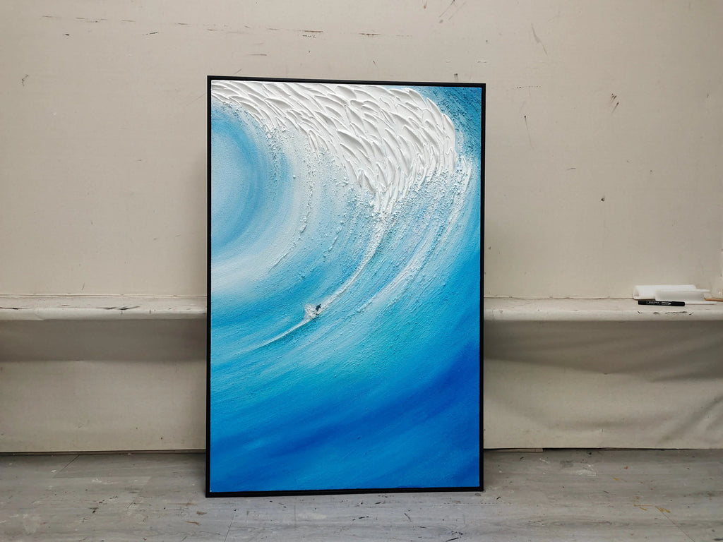 Ocean's Fury - Hand drawn 3D Wave Surfing Texture Wall Art