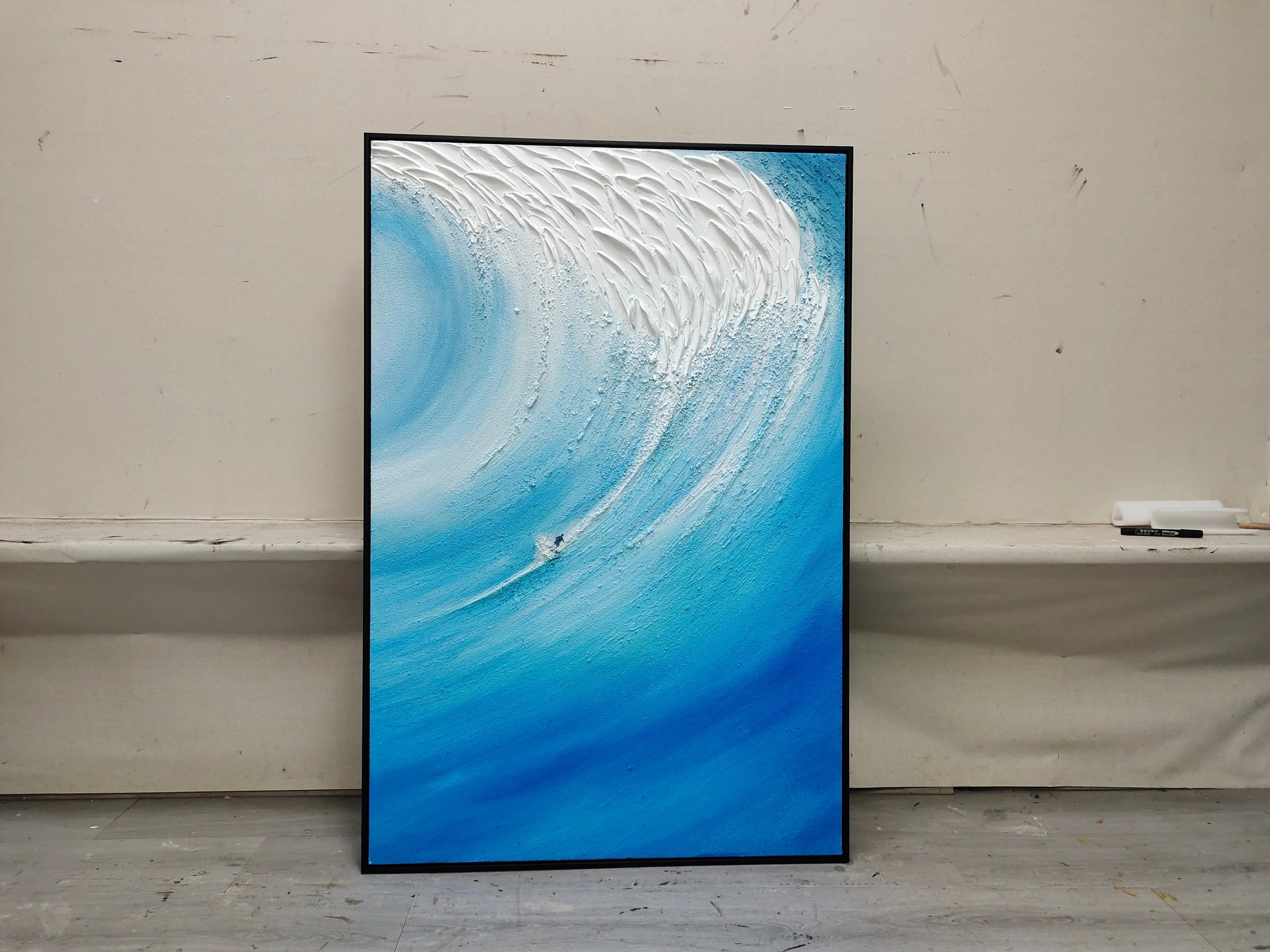 Ocean's Fury - Hand drawn 3D Wave Surfing Texture Wall Art