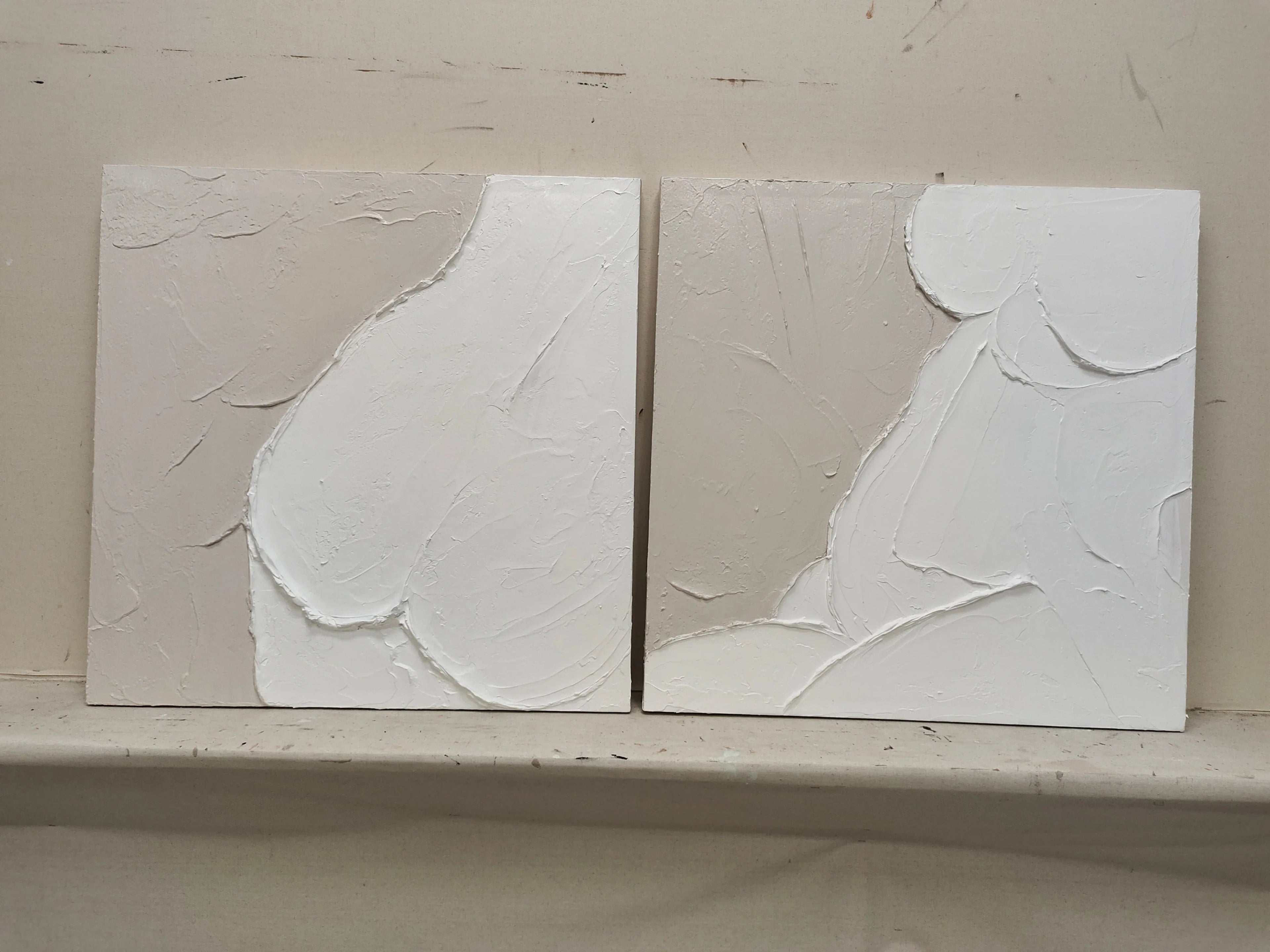 Abstract Whispers Diptych Set Of 2-Modern Minimalist Three-Dimensional Abstract Wall Art