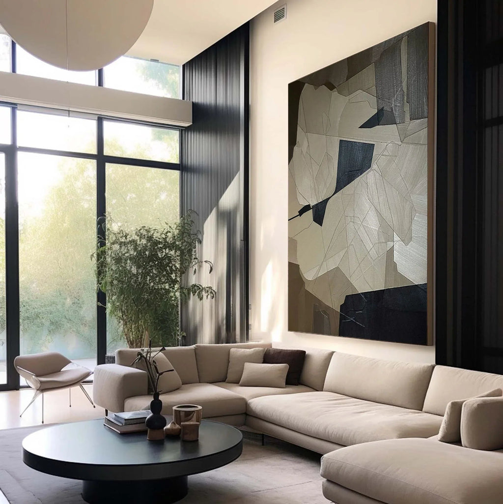 Fragmented Harmony-Geometric Abstract Irregular Wall Art in Modern Minimalist Home Decoration