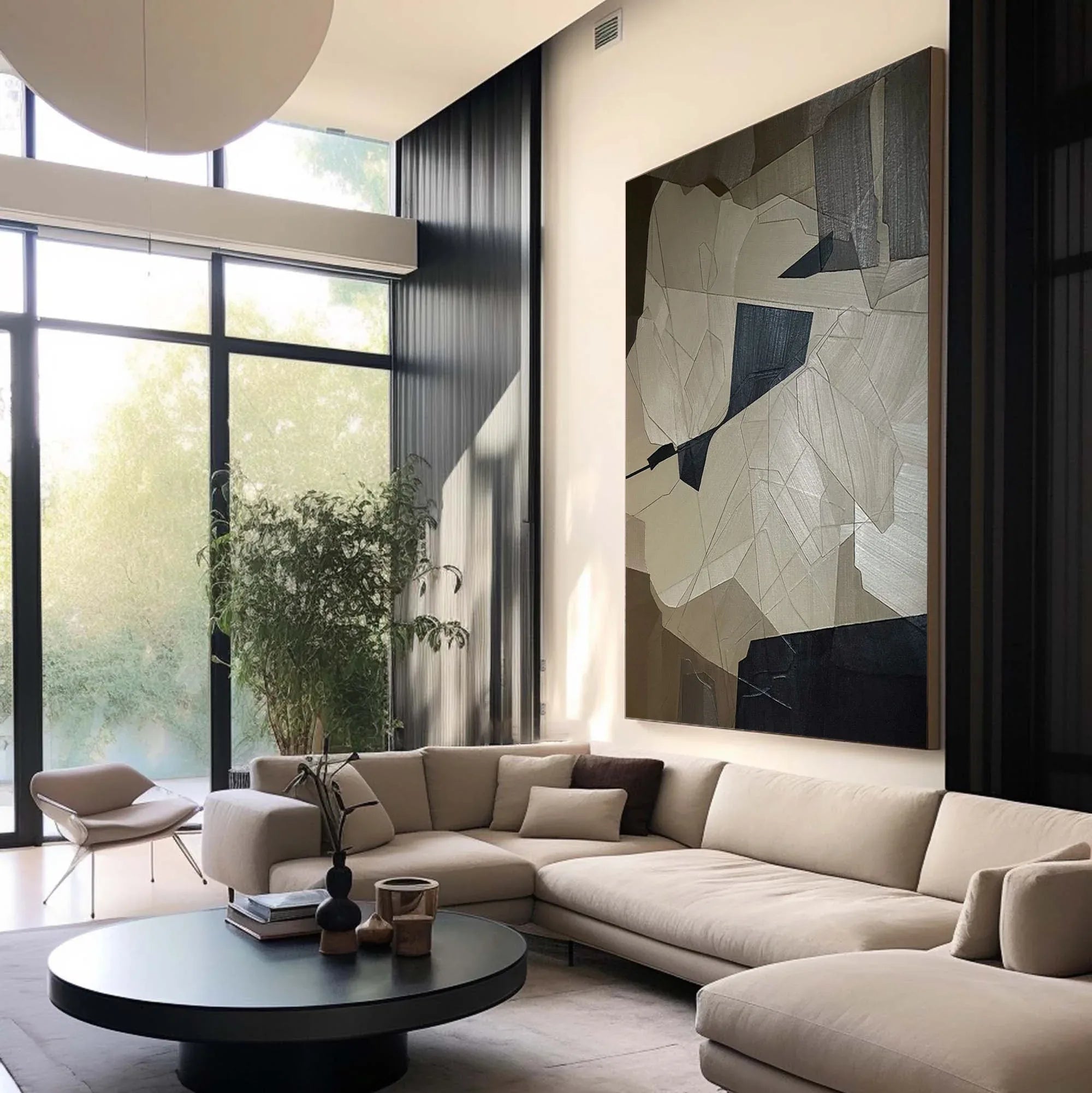 Fragmented Harmony-Geometric Abstract Irregular Wall Art in Modern Minimalist Home Decoration