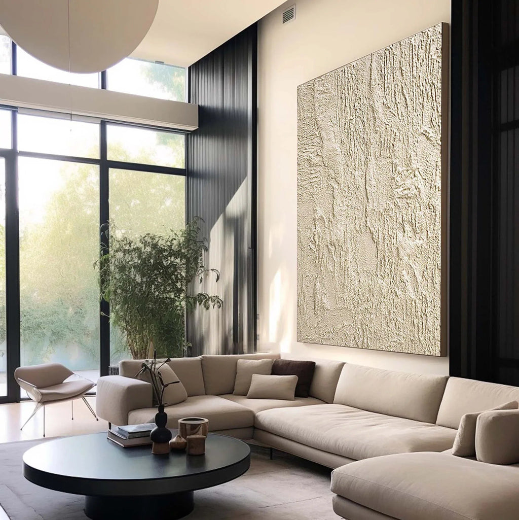Beige Pulse-Abstract Textured Canvas Wall Art with Organic Patterns