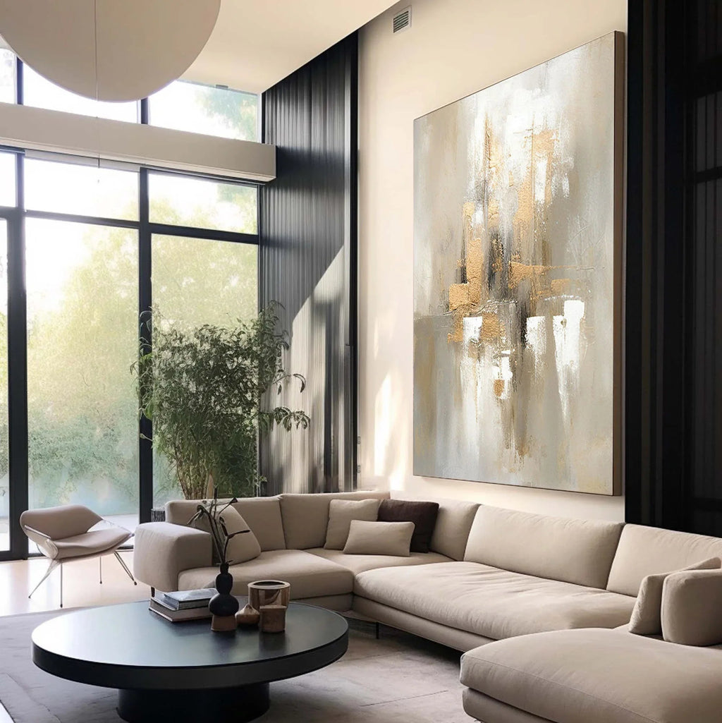 Golden Glow-Hand Drawn Three-Dimensional Urban Landscape Abstract Wall Art