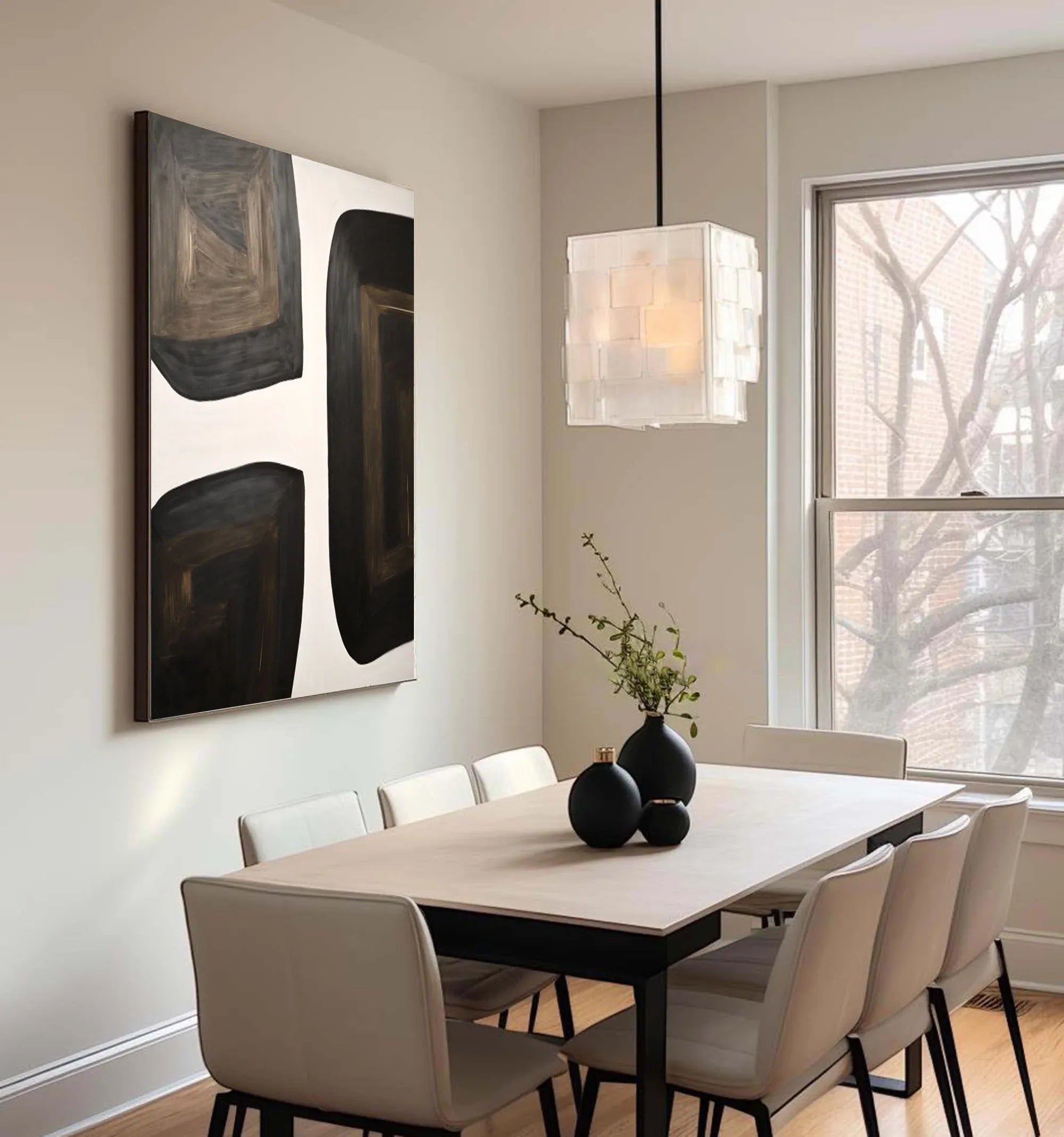 Shifting Horizons-Geometric Block Wabi Sabi Abstract Wall Art
