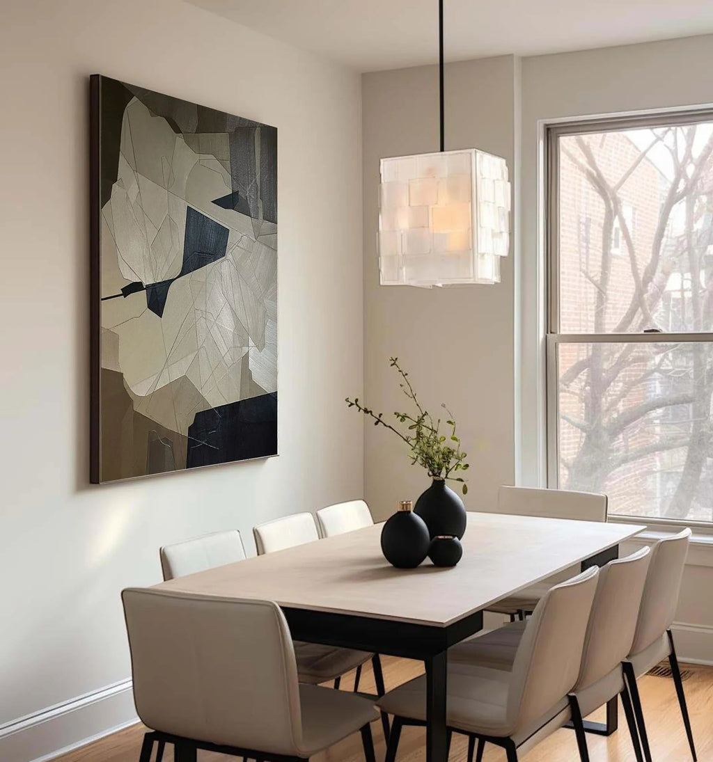 Fragmented Harmony-Geometric Abstract Irregular Wall Art in Modern Minimalist Home Decoration