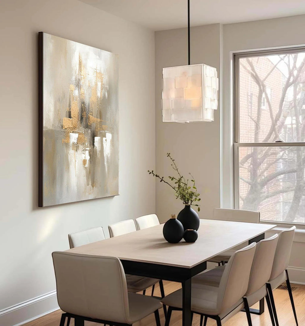 Golden Glow-Hand Drawn Three-Dimensional Urban Landscape Abstract Wall Art