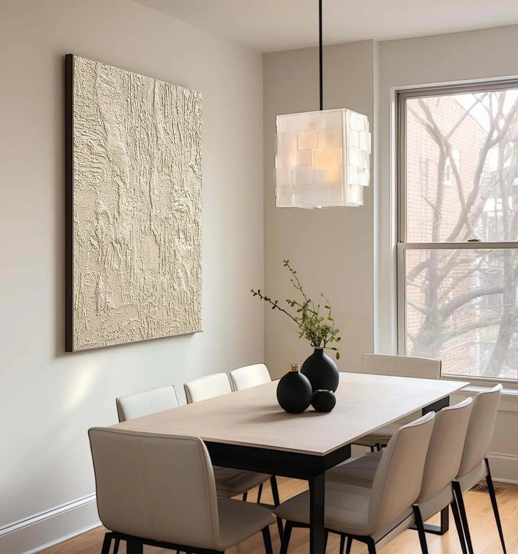 Beige Pulse-Abstract Textured Canvas Wall Art with Organic Patterns