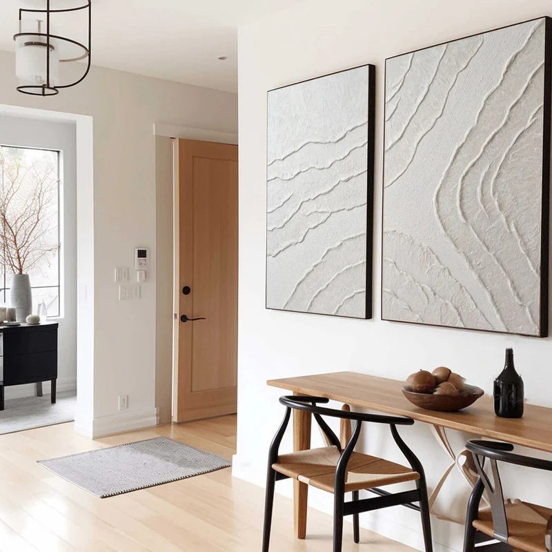 Minimalist Textured Abstract Diptych Wall Art for Modern Interiors – Silent Contours#AB14126