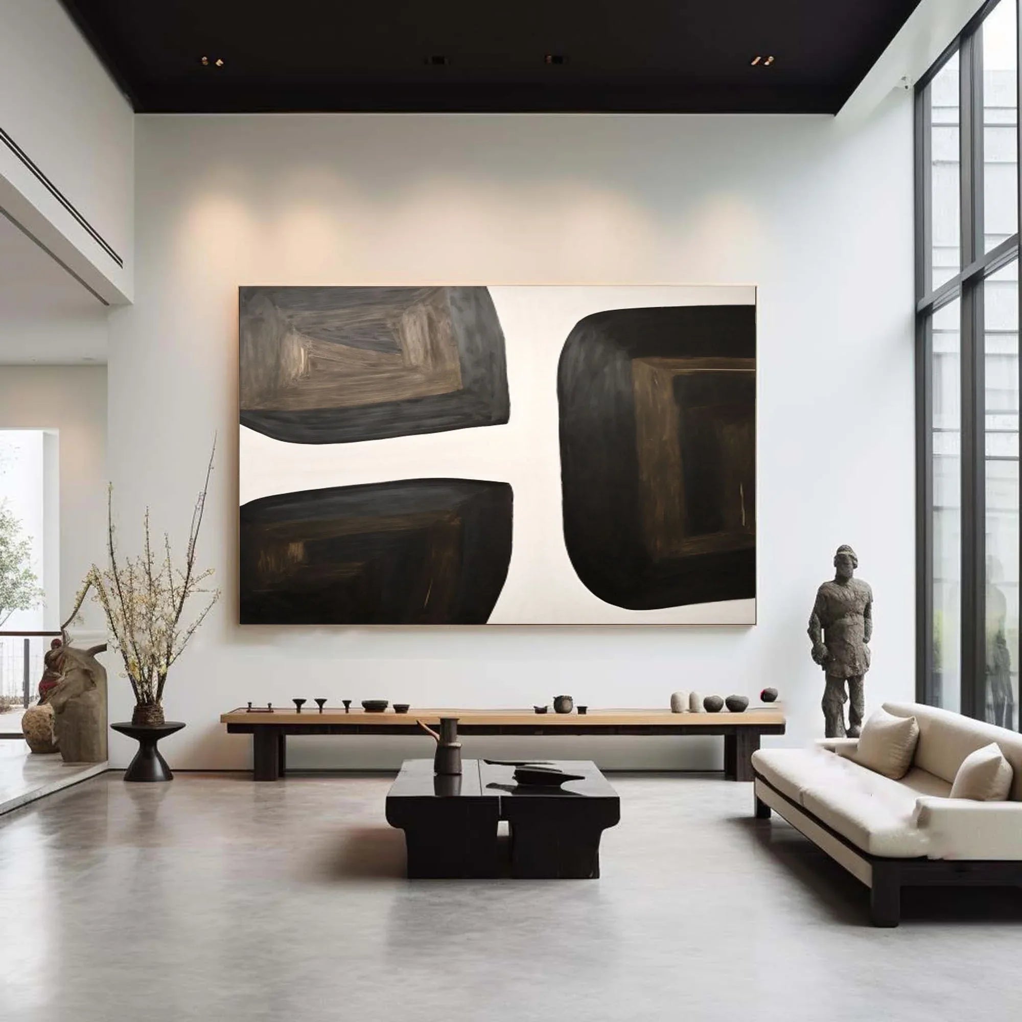 Shifting Horizons-Geometric Block Wabi Sabi Abstract Wall Art