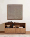 Earthy Grid Textured Canvas-Modern Minimalist Vertical Stripes Geometric Abstract Wall Art