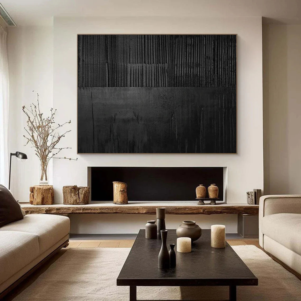 Black Layer Story 1-Large Black Minimalist Abstract Wall Art