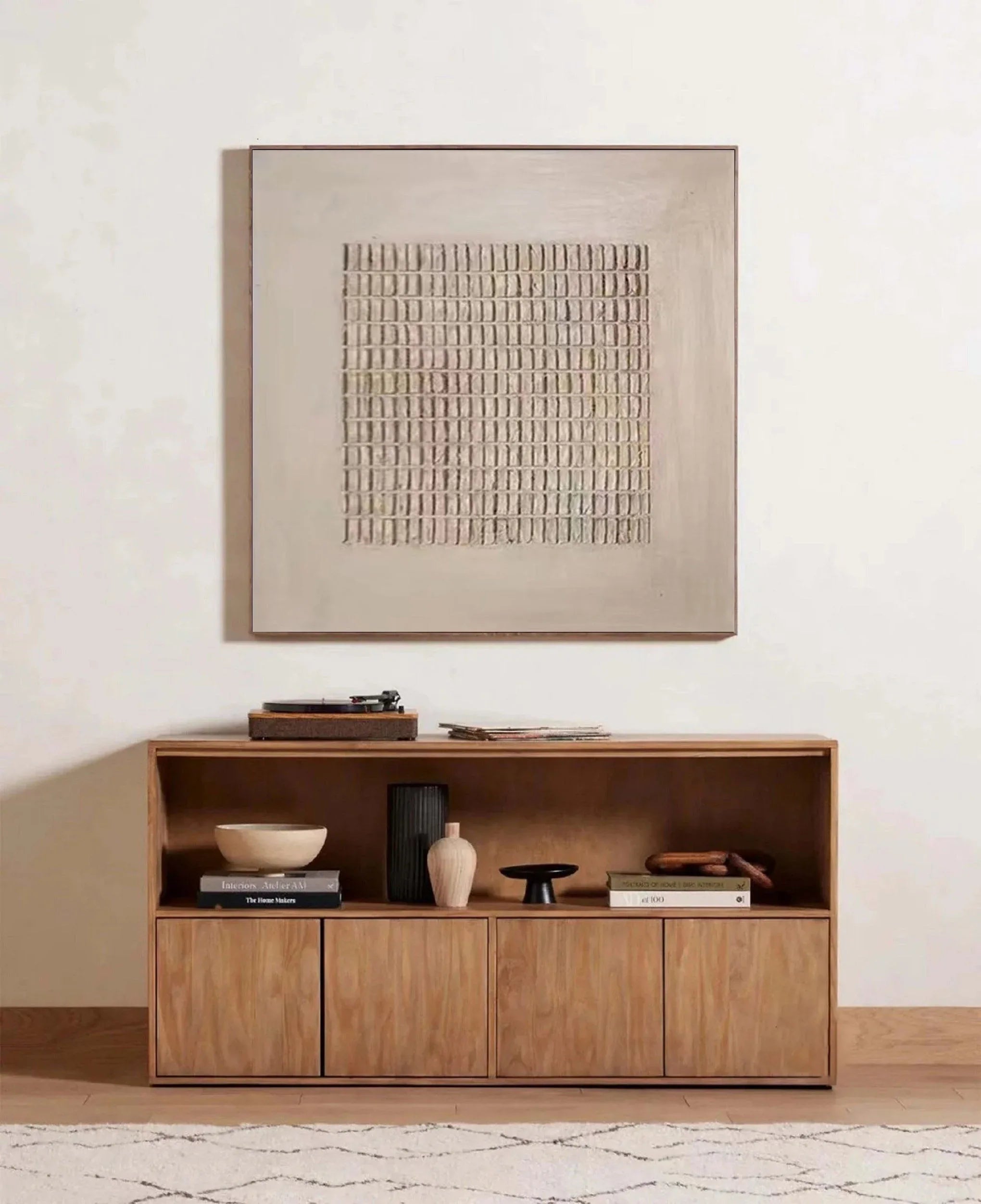 Grid Pulse-Modern Minimalist Texture Grid Wall Art With Subtle Depth#WB11001