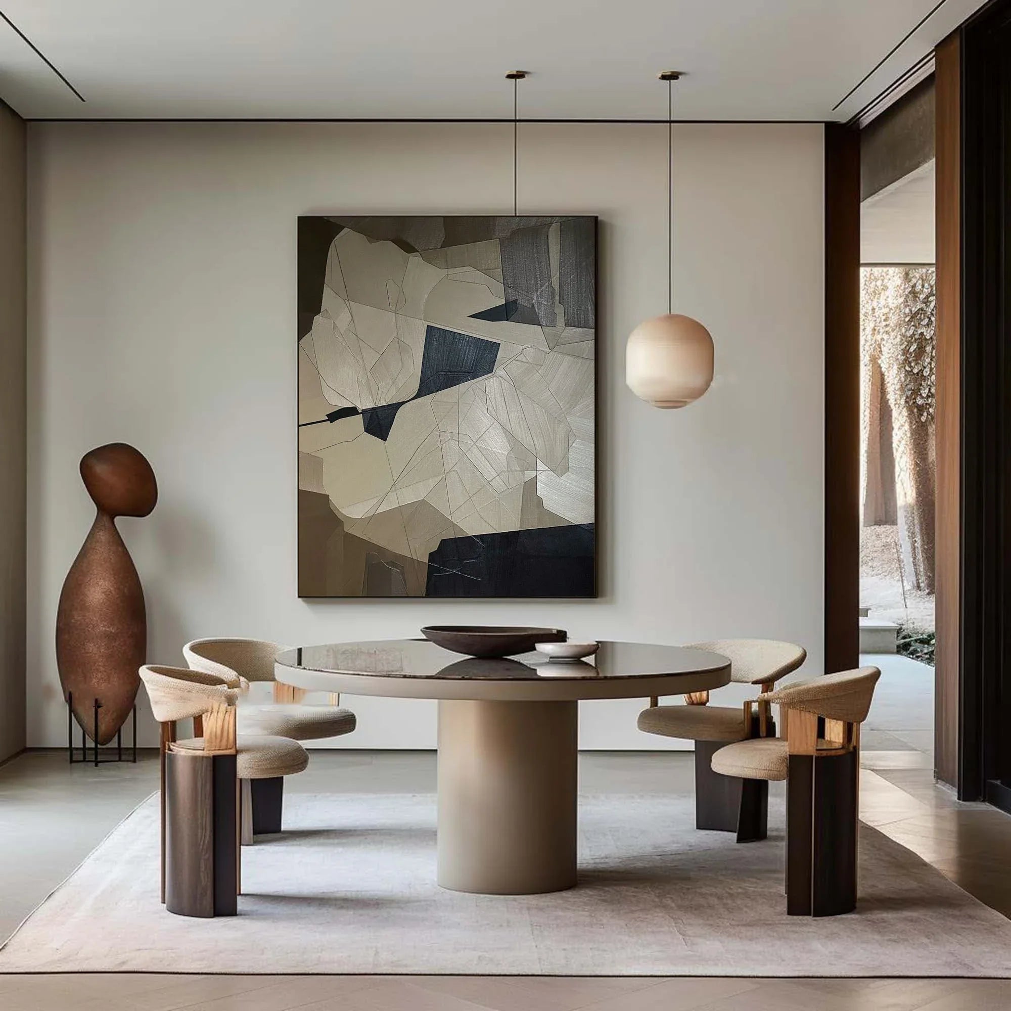 Fragmented Harmony-Geometric Abstract Irregular Wall Art in Modern Minimalist Home Decoration