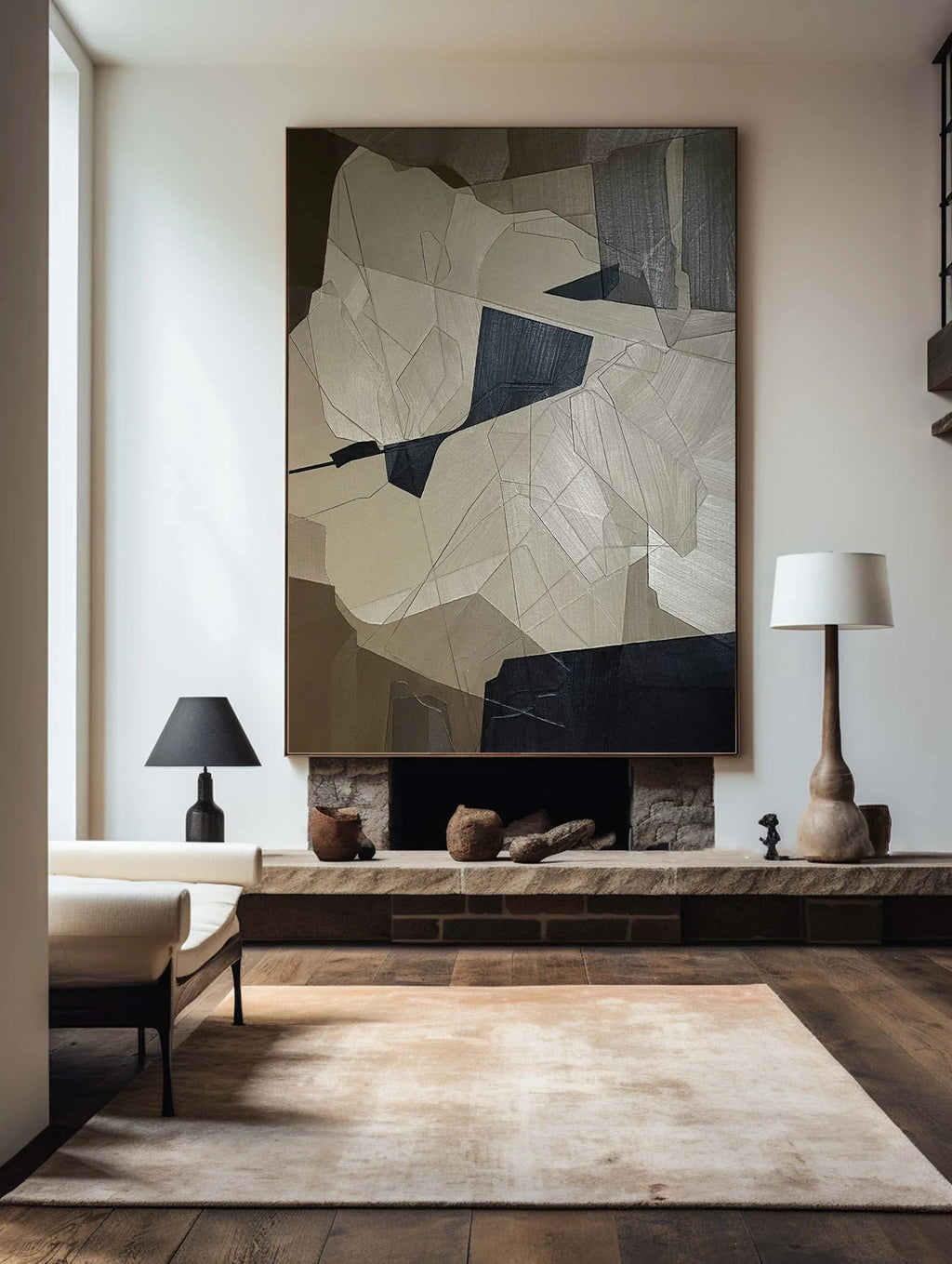 Fragmented Harmony-Geometric Abstract Irregular Wall Art in Modern Minimalist Home Decoration