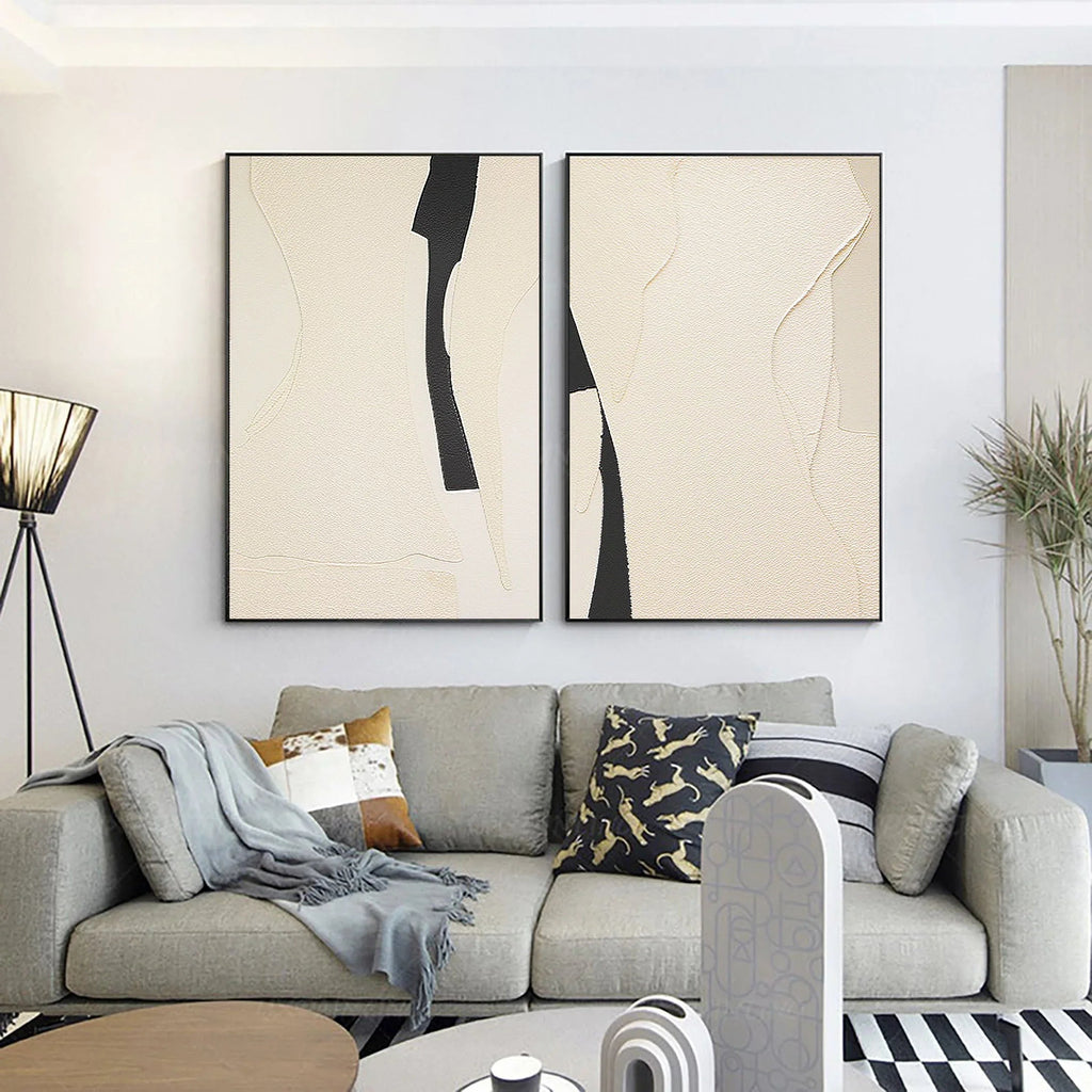 Modern Silhouettes SET OF 2-Minimalist Abstract Texture Symmetrical Wall Art